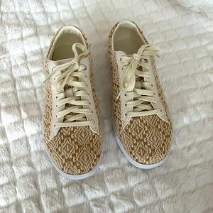 Cole Haan low top sneakers in cream and tan pattern. Like new-never worn.